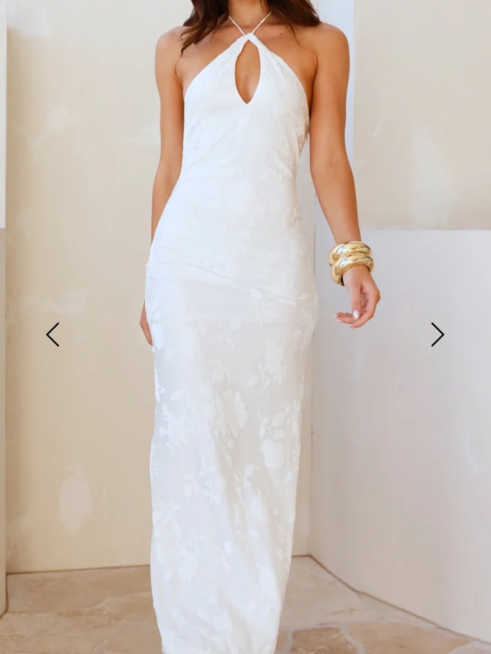 Hello Molly White Halter Keyhole Maxi Dress